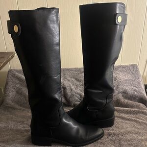 Black Leather Knee-High Boots